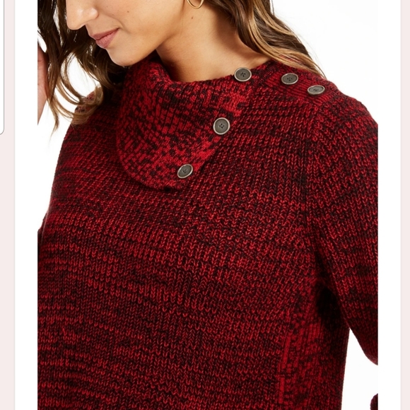 Style&co. Plus size envelope collar marled sweater - Picture 5 of 8